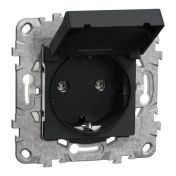 Контакт Шуко 16A  с капак IP44 и с детска защита Schneider Unica NU508254 - Антрацит