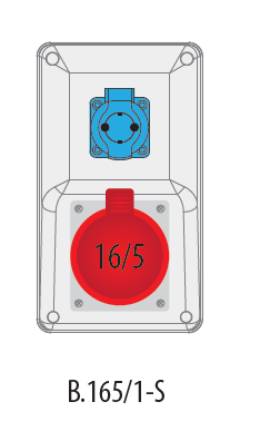 Табло с индустриален контакт и Шуко B.165/1-S - 16A, 3P+N+E, 1x16A, IP44