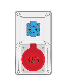 Табло с индустриален контакт и Шуко B.325/1-S - 32A, 3P+N+E, 1x16A, IP44