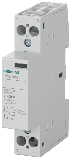 Модулен контактор Siemens 5TT5800-0 - 2P, 20A, 4kW, 2NO, 230VAC, 1 мод.