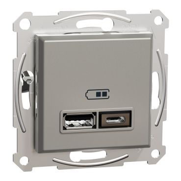 Розетка 2xUSB за зареждане тип A+C 2.4A 12W Schneider Asfora EPH2700369 - Бронз