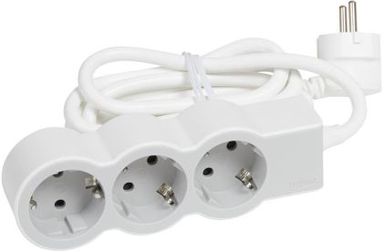 Разклонител 3xШуко 3м. кабел 3х1.5mm2 Legrand 694559 - Бяло/светлосиво