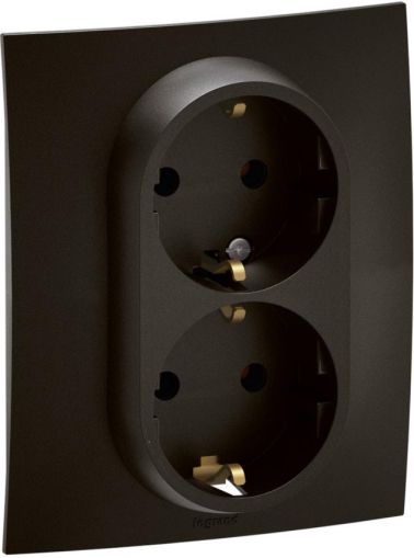 Контакт Шуко двоен 16A Legrand Niloe New NP3131BK - Черен