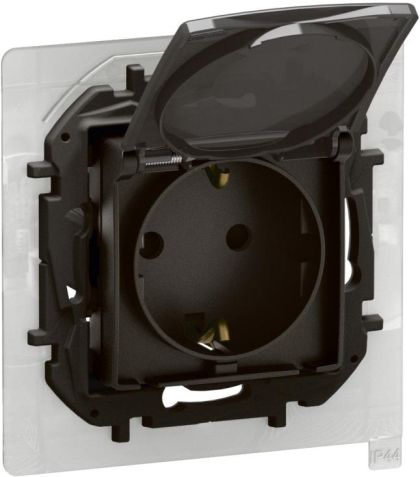 Контакт Шуко 16A с капак IP44 и с детска защита Legrand Niloe New NP3128BK - Черен