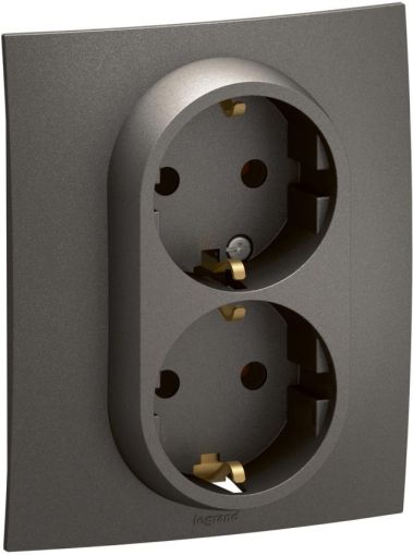 Контакт Шуко двоен 16A Legrand Niloe New NP3131MG - Сив