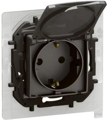 Контакт Шуко 16A с капак IP44 и с детска защита Legrand Niloe New NP3128MG - Сив