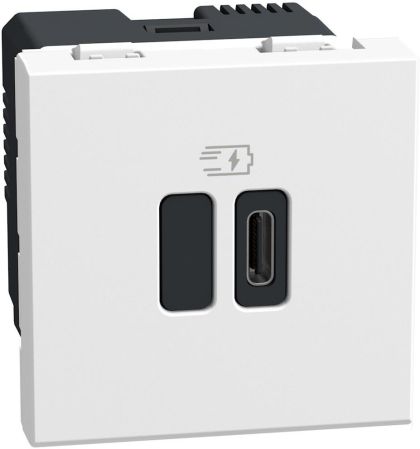 Розетка 2 модула USB тип C 45W Bticino Light Now YW4294C - Бял мат
