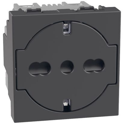 Контакт Шуко/Италиански стандарт 16A с детска защита Bticino Light Now YD4140A16F - Графит мат
