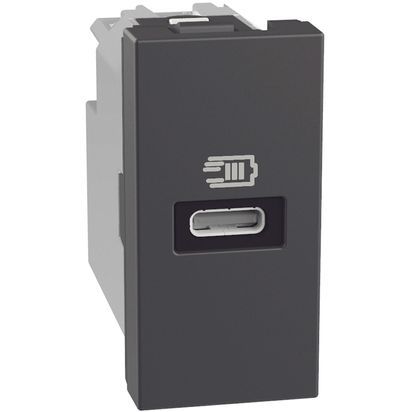 Розетка 1 модул USB тип C 20W Bticino Light Now YD4192C - Графит мат