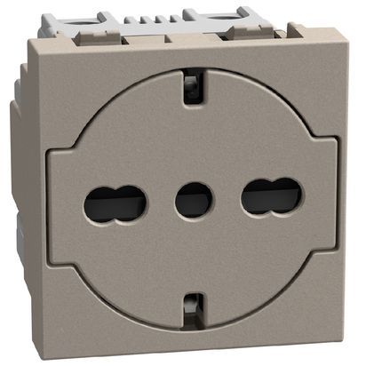 Контакт Шуко/Италиански стандарт 16A с детска защита Bticino Light Now YG4140A16F - Камък мат