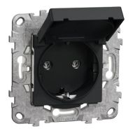 Контакт Шуко 16A  с капак IP44 и с детска защита Schneider Unica NU508254 - Антрацит