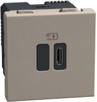 Розетка 2 модула USB тип C 45W Bticino Light Now YG4294C - Камък мат